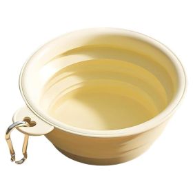 Macaron Color Portable Foldable Travel Bowl for Cats Dogs Lightweight Space-Saving Pet Feeding Drinking Outdoor Use 350ml (Color: Yellow)